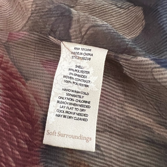 Soft Surroundings Brown/teal Tunic Jacket Top Open Front Size Petite Med NWT - Picture 5 of 5